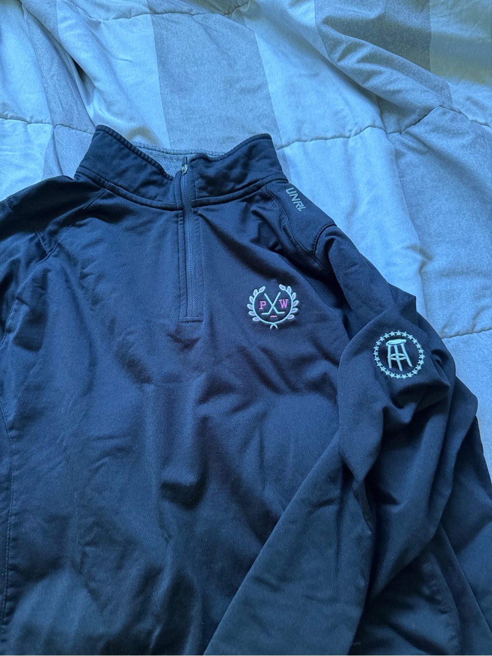 Pink Whitney barstool UNRL Black Half-Zip Pullover